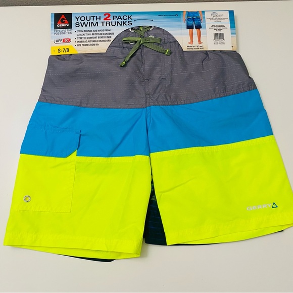 Gerry Boys Youth 2-pack UPF 50+ Swim Trunks Sizes S-7/8, L-14/16, XL-18/20, NWT - Picture 1 of 6